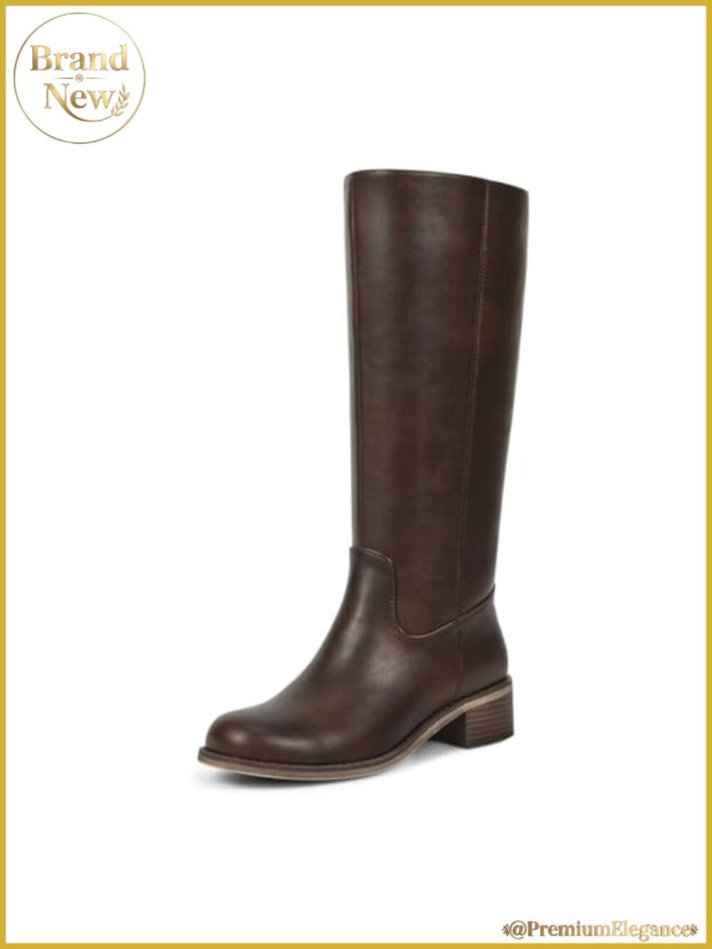 Women's Round Toe Chunky Block Riding Boots with Side Zipper